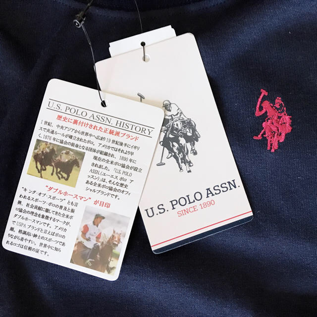・U.S.POLO ASSN ポロ ネイビーTシャツワンピース 赤刺繍 Ｌ