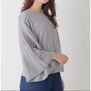 アースミュージックアンドエコロジー(earth music & ecology)の【新品】アースミュージック&エコロジー 刺繍入りフレアスリーブプルオーバー(ニット/セーター)