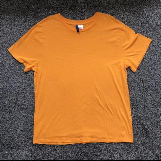 エイチアンドエム(H&M)のH&M オレンジ無地Tシャツ XLサイズ  (Tシャツ/カットソー(半袖/袖なし))