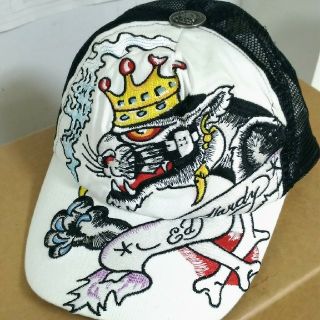 エドハーディー(Ed Hardy)の恋多狼様専用　Ed Hardy　刺繍ﾒｯｼｭｷｬｯﾌﾟ黒白(キャップ)