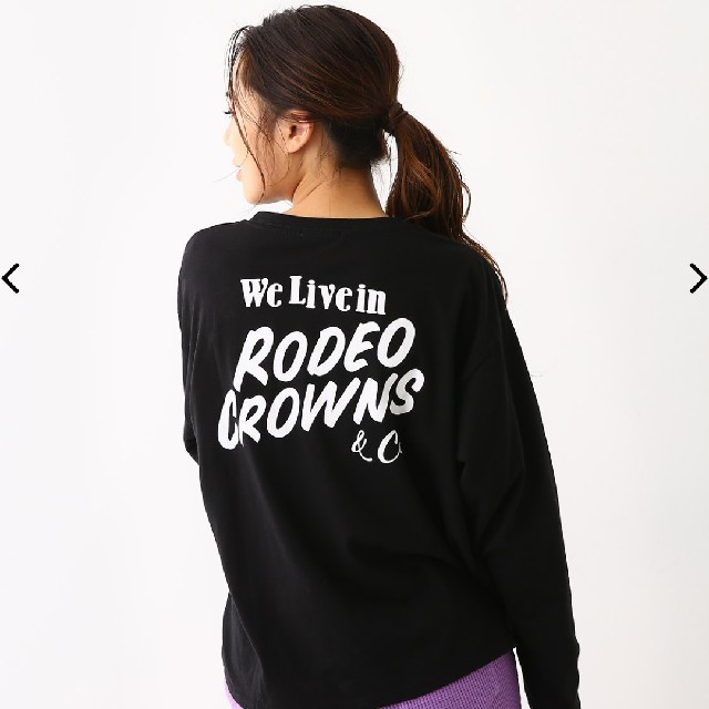 RODEO CROWNS WIDE BOWL(ロデオクラウンズワイドボウル)の新品ブラック ニットポケットロングスリーブTシャツ レディースのトップス(Tシャツ(長袖/七分))の商品写真