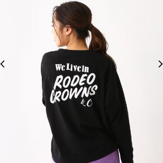 ロデオクラウンズワイドボウル(RODEO CROWNS WIDE BOWL)の新品ブラック ニットポケットロングスリーブTシャツ(Tシャツ(長袖/七分))