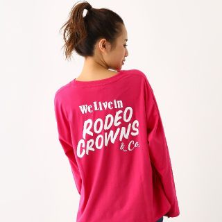 ロデオクラウンズワイドボウル(RODEO CROWNS WIDE BOWL)の新品ピンク ニットポケットロングスリーブTシャツ(Tシャツ(長袖/七分))