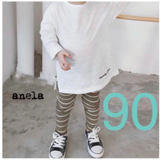 ラスト1点❤ 90cm【anela】simpleロングTシャツワンピ✨ WH(ワンピース)