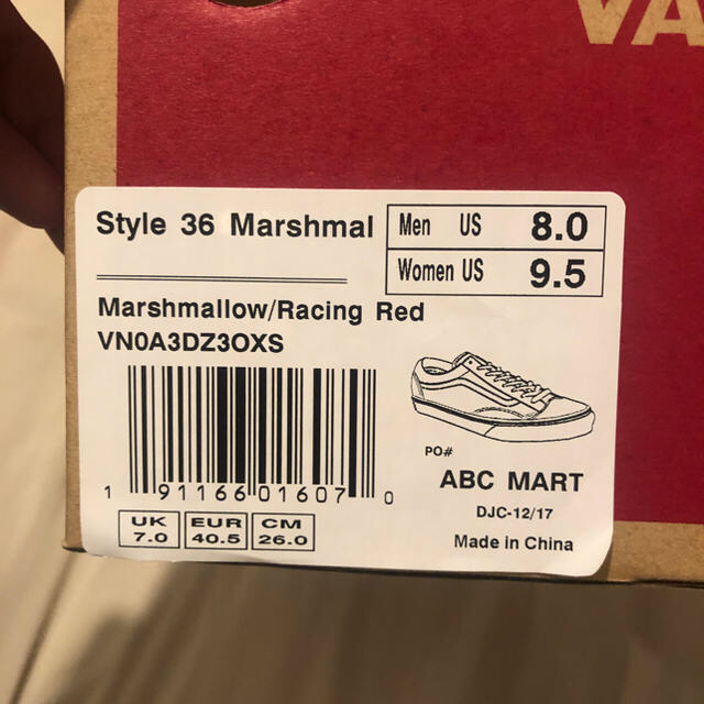 VANS(ヴァンズ)のVANS marshmallow style36 26センチ メンズの靴/シューズ(スニーカー)の商品写真