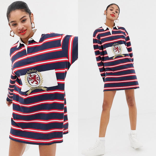 TOMMY HILFIGER(トミーヒルフィガー)の【Tommy Jeans】 ラガーシャツ ワンピース レディースのワンピース(ミニワンピース)の商品写真