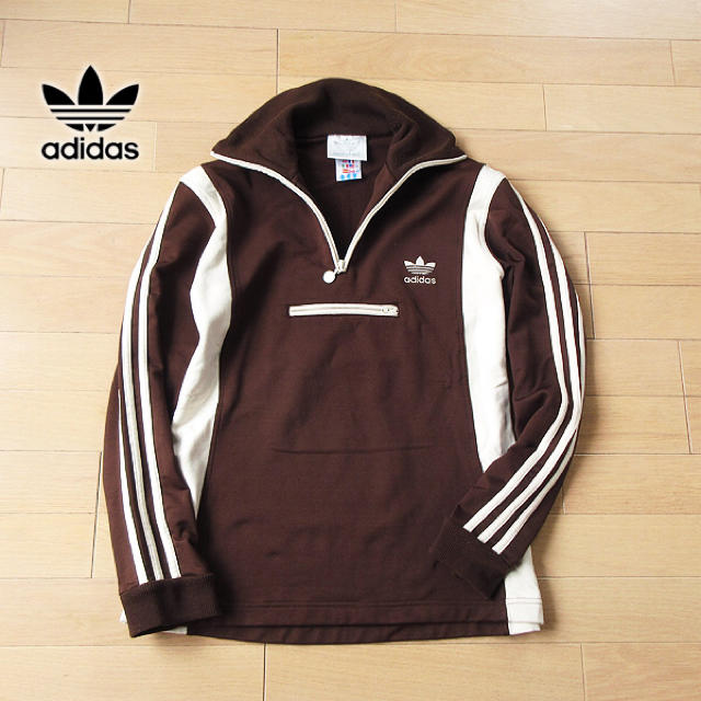 adidas(アディダス)の美品 M アディダス 90's レディース ハーフジッププルオーバー ブラウン レディースのトップス(その他)の商品写真