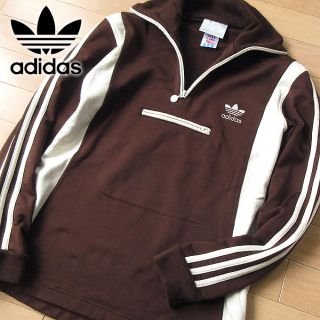 アディダス(adidas)の美品 M アディダス 90's レディース ハーフジッププルオーバー ブラウン(その他)