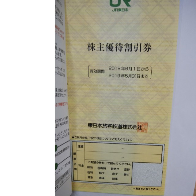 JR(ジェイアール)のJR東日本　株主優待券 チケットの優待券/割引券(その他)の商品写真