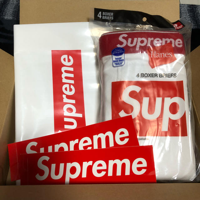 Sサイズ ステッカー付き supreme hanes ボクサーパンツ 白