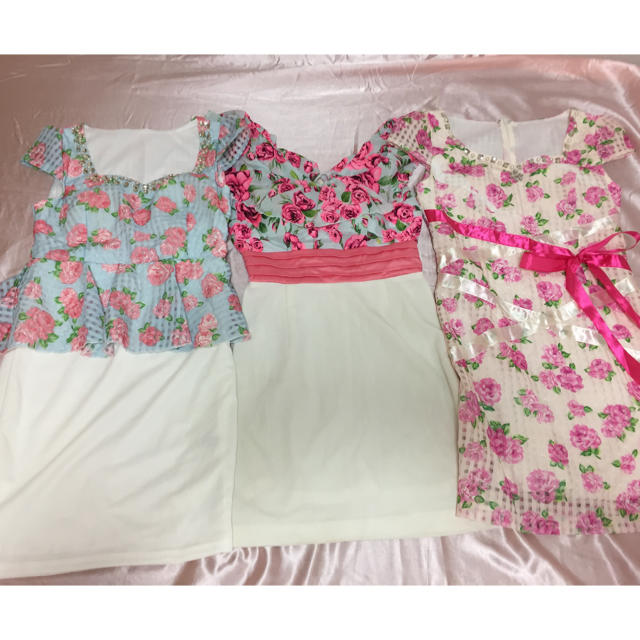 dazzy store(デイジーストア)の美品♡キャバドレス3点セット♡花柄可愛いです♡ レディースのフォーマル/ドレス(ナイトドレス)の商品写真