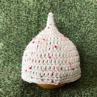 ハンドメイド♡ピンク ぽんぽん付き♡コットン    どんぐり帽子(帽子)