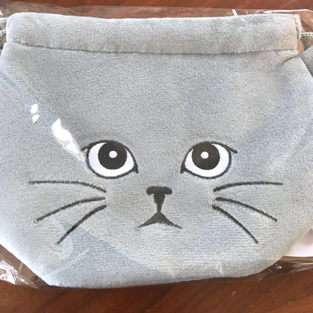 ニュートロ  猫巾着  グレー 猫 巾着袋 レディースのファッション小物(ポーチ)の商品写真