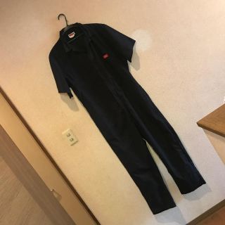 ディッキーズ(Dickies)のディッキーズ つなぎ 半袖 春夏 46 XLサイズ ブラック(サロペット/オーバーオール)