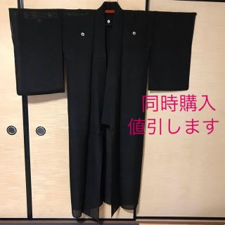 【中古】着物　夏物　絽　紋あり　喪服　黒(着物)