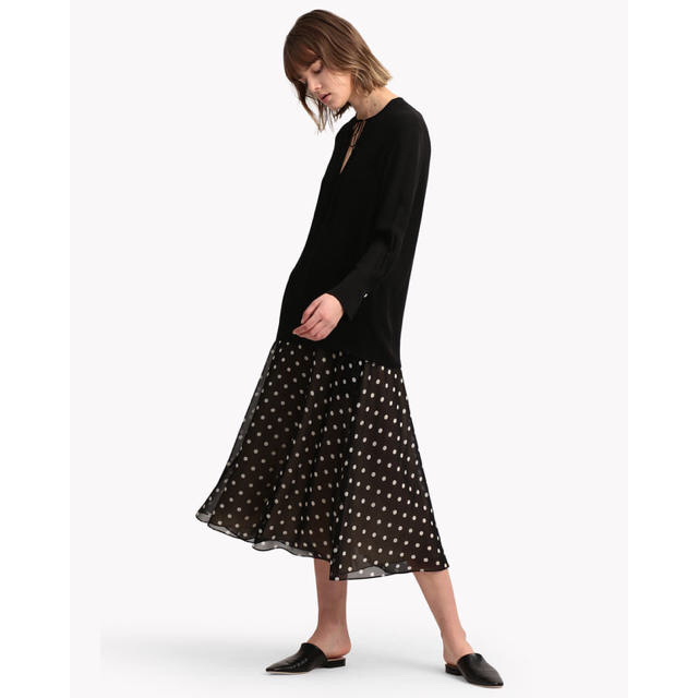 theory(セオリー)のTheory ドット柄 フレアスカート 19SS 今季 完売 レディースのスカート(ロングスカート)の商品写真