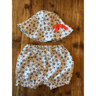 プチバトー(PETIT BATEAU)のタグ付き プチバトー かぼちゃパンツ ハット セット リバティ(パンツ)