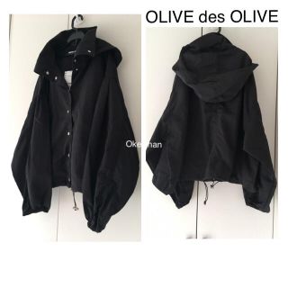 オリーブデオリーブ(OLIVEdesOLIVE)の今季19春新作☆ボリューム袖ナイロンブルゾン ブラック(ブルゾン)