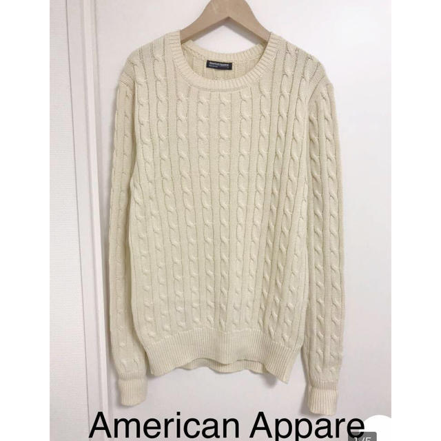 American Apparel(アメリカンアパレル)の美品 アメリカンアパレル クルーネック ケーブルセーター S レディースのトップス(ニット/セーター)の商品写真