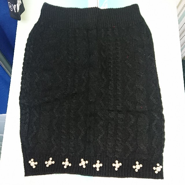 パール付きニットスカート☆ レディースのスカート(ミニスカート)の商品写真