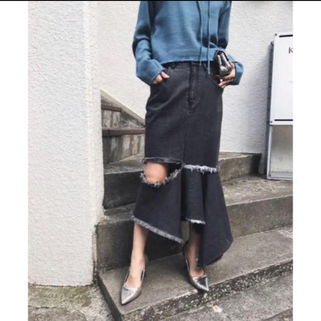 レディースameri vintage DENIM ZIGZAG SKIRT