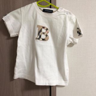 バーバリー(BURBERRY)のバーバリー ベビー Tシャツ 半袖 アップリケつき 白 80センチ(Ｔシャツ)