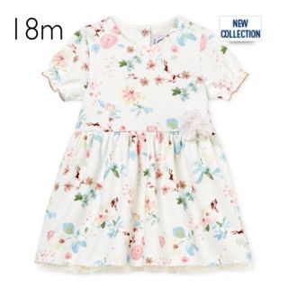 プチバトー(PETIT BATEAU)の新品 プチバトー フラワープリントワンピース 18m(ワンピース)