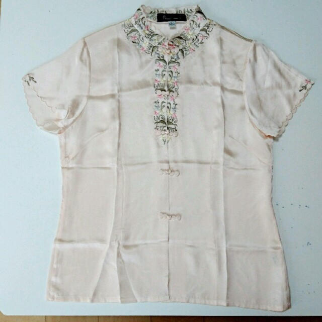 シルク100% チャイナブラウス レディースのトップス(シャツ/ブラウス(半袖/袖なし))の商品写真