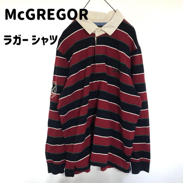 MacGregor(マグレガー)のマックレガー ラガーシャツ ボーダーワンポイント 刺繍 古着 ヴィンテージ メンズのトップス(ポロシャツ)の商品写真