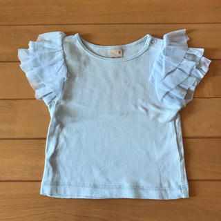 プティマイン(petit main)のプティマイン 袖フリルTシャツ サックス 80cm (Ｔシャツ)