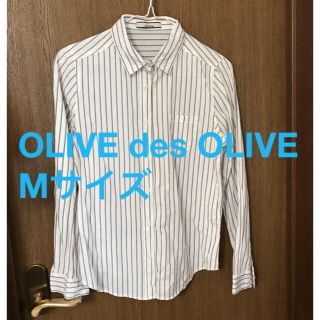 オリーブデオリーブ(OLIVEdesOLIVE)のOLIVE des OLIVE 長袖シャツ 紺赤ストライプ Mサイズ(シャツ/ブラウス(長袖/七分))