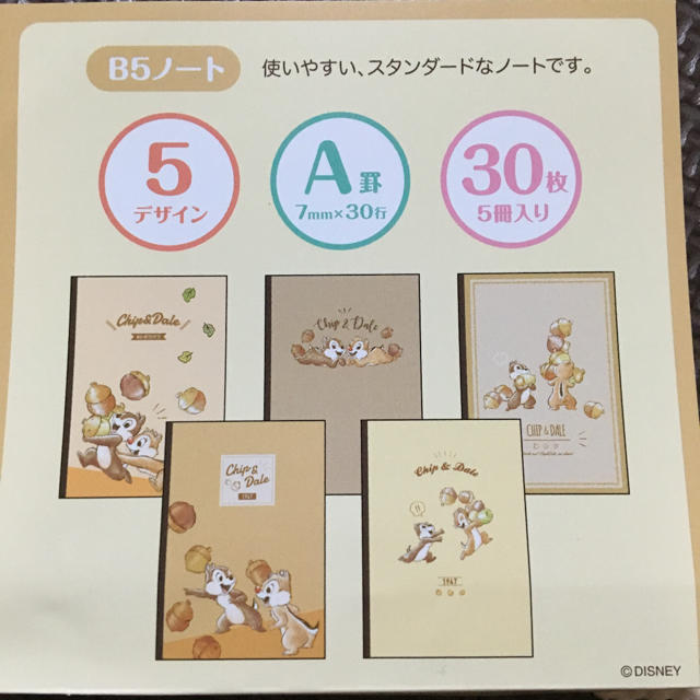 チップ&デール(チップアンドデール)のディズニー チップとデール B5 ノート インテリア/住まい/日用品の文房具(ノート/メモ帳/ふせん)の商品写真