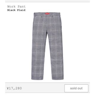 シュプリーム(Supreme)のSupreme Work Pant  Black Plaid 34(ワークパンツ/カーゴパンツ)