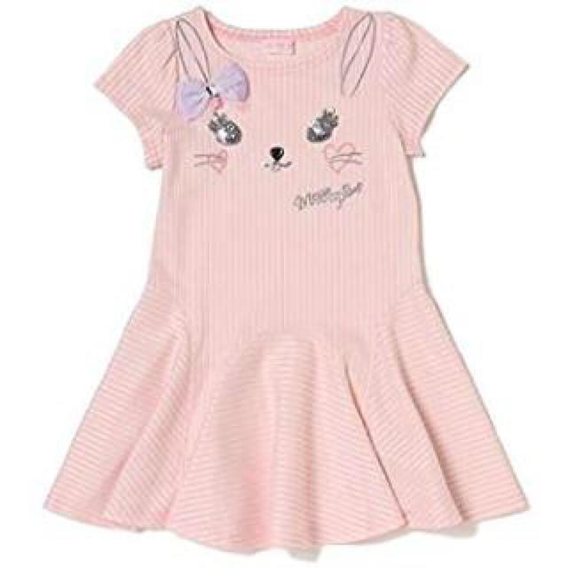 mezzo piano(メゾピアノ)の新品 メゾピアノ バニーフェイスワンピース キッズ/ベビー/マタニティのキッズ服女の子用(90cm~)(ワンピース)の商品写真