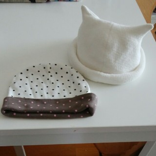 2個セット赤ちゃんの帽子☆水玉リバーシブル(帽子)
