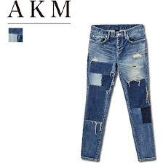 AKM(エイケイエム)の限定特価！即完売品！AKM 加工パッチワークskinnydenim 17aw メンズのパンツ(デニム/ジーンズ)の商品写真