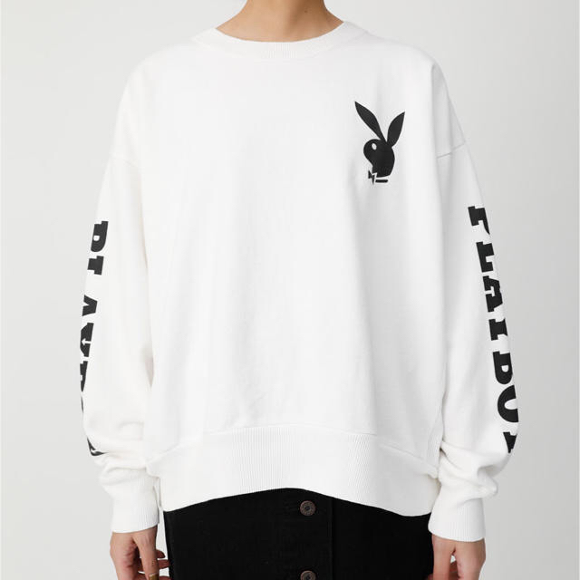 新品 playboy moussy コラボ　カットソー 白 スウェット トップス