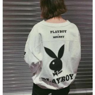 新品 playboy moussy コラボ　カットソー 白 スウェット トップス