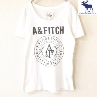 アバクロンビーアンドフィッチ(Abercrombie&Fitch)の【Abercrombie&Fitch】Tシャツ(L)白 ロゴ  夏 アバクロ(Tシャツ(半袖/袖なし))