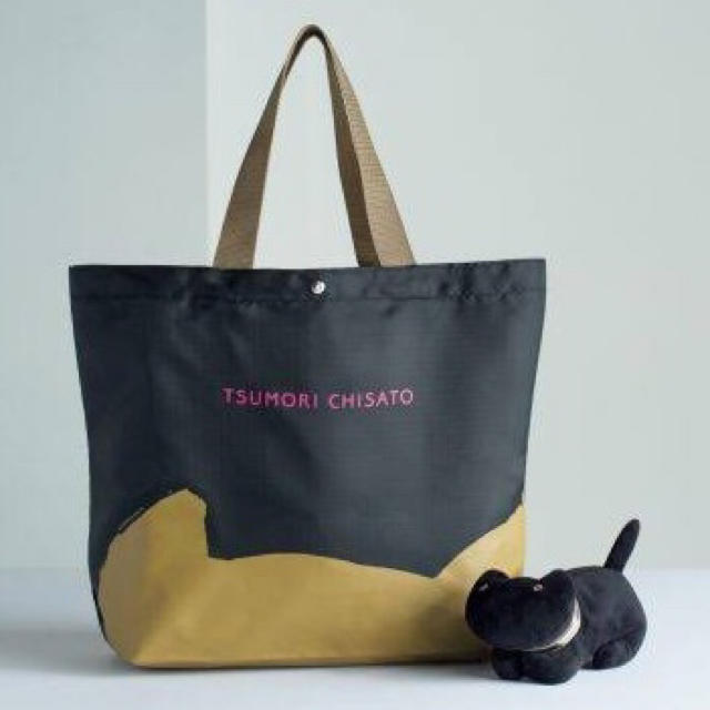 TSUMORI CHISATO(ツモリチサト)のツモリチサト  ねこ  ポーチ  エコバッグ  セット  ゴールド  ブラック レディースのファッション小物(ポーチ)の商品写真