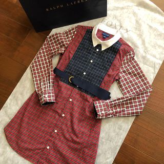 ラルフローレン(Ralph Lauren)の未着用水通しのみ＊ラルフローレンガールズ＊パッチワークシャツワンピース＊145(ワンピース)