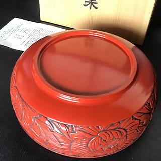 漆器菓子器　琉球漆器☆仙台堆朱