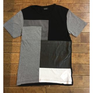 ザラ(ZARA)のZARA ザラ パッチワーク 異素材 カットソー 半袖 Tシャツ ブラック(Tシャツ/カットソー(半袖/袖なし))