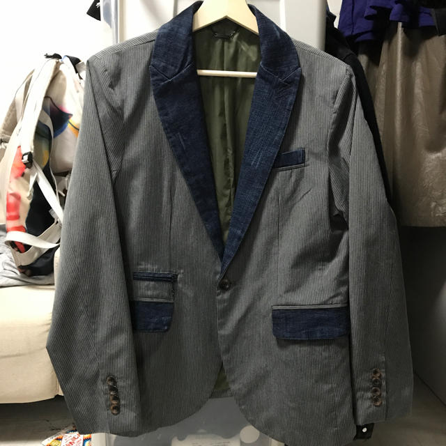 DIESEL(ディーゼル)のDIESEL-Co. デニム切り替えテーラードジャケット メンズのジャケット/アウター(テーラードジャケット)の商品写真