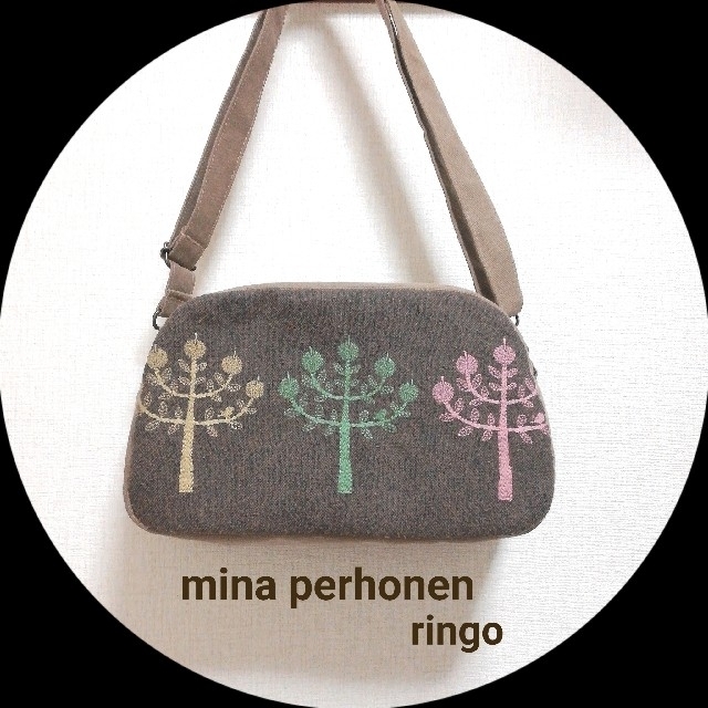 mina perhonen(ミナペルホネン)のミナペルホネン♡ボストンショルダーS♡ringo ブラウン♡ハンドメイド ハンドメイドのファッション小物(バッグ)の商品写真