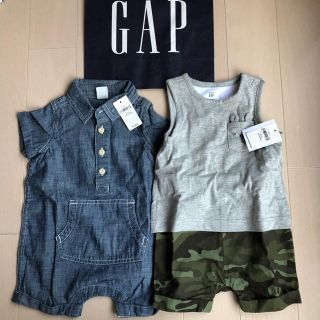 ベビーギャップ(babyGAP)の専用！新品☆baby GAP☆セパレート風 ロンパース ダンガリー デニム(ロンパース)