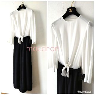 ザラ(ZARA)の春 新品 ザラZARA オールインワン ロンパース黒×白 結婚式パーティー二次会(オールインワン)