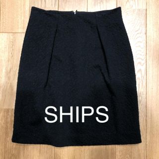 SHIPS 黒 ヒョウ柄 タイトスカート(ひざ丈スカート)