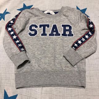 エイチアンドエム(H&M)のH&M☆袖ライントレーナー☆グレー☆1 1/2〜2Y(Tシャツ/カットソー)