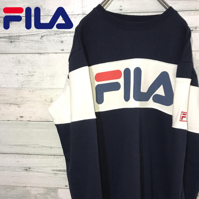 FILA(フィラ)の【激レア】フィラ FILA☆刺繍ロゴ ビッグロゴ トリコロールカラー スウェット メンズのトップス(スウェット)の商品写真